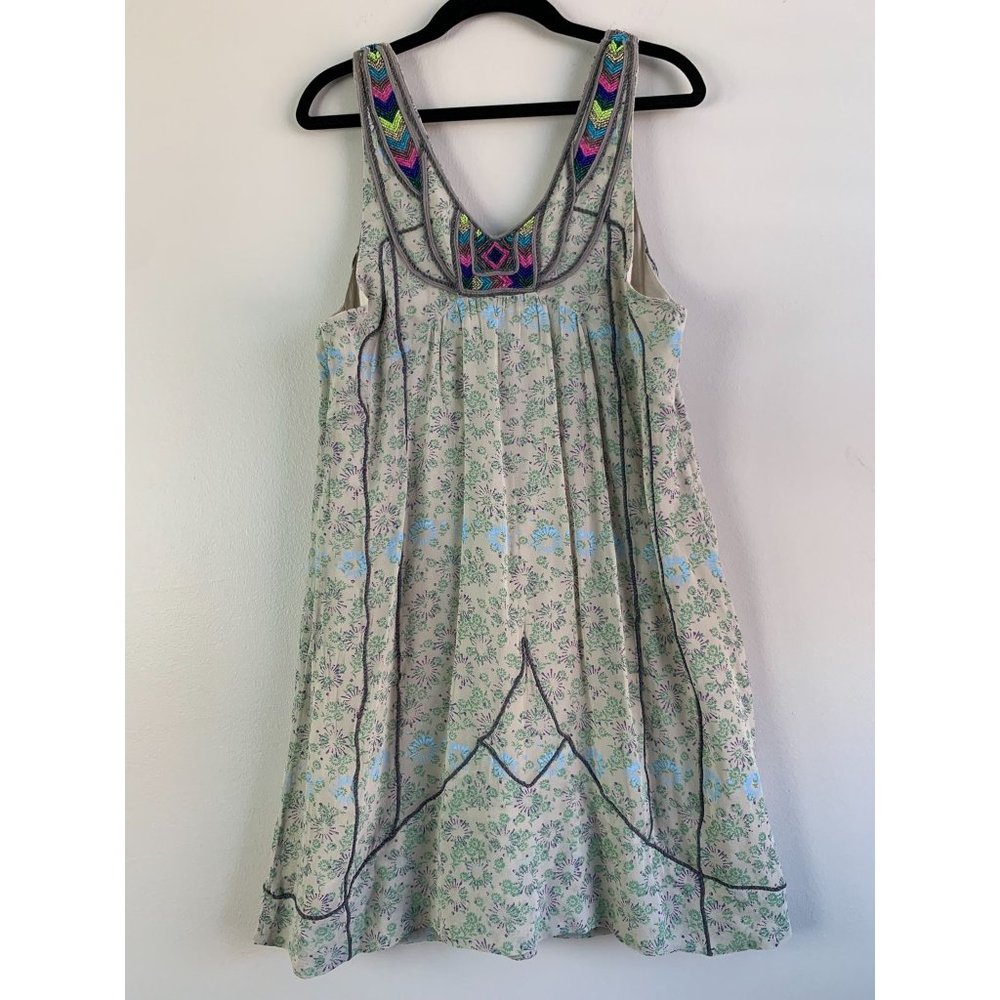 Free People Pale Mint Embroidered Tunic with Purple Trim - Picture 5 of 13